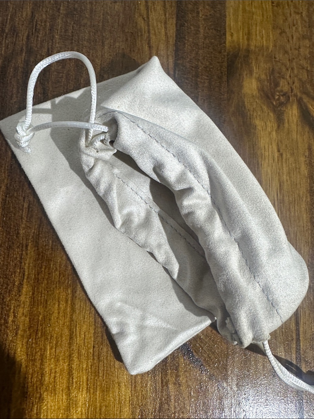 Mini Drawstring Pouch in Light Beige - Picture 3 of 4